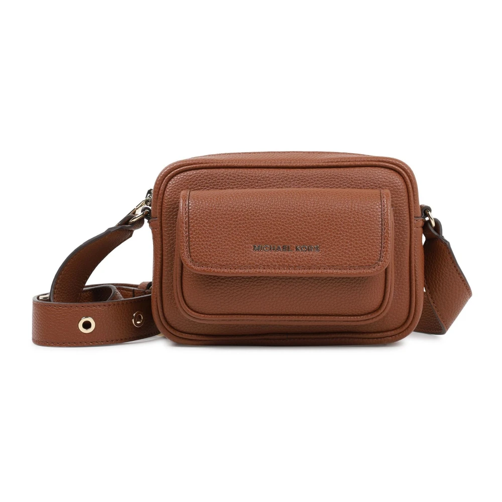 Michael Kors Elegante Schoudertas van Gecoat Stof Beige Dames