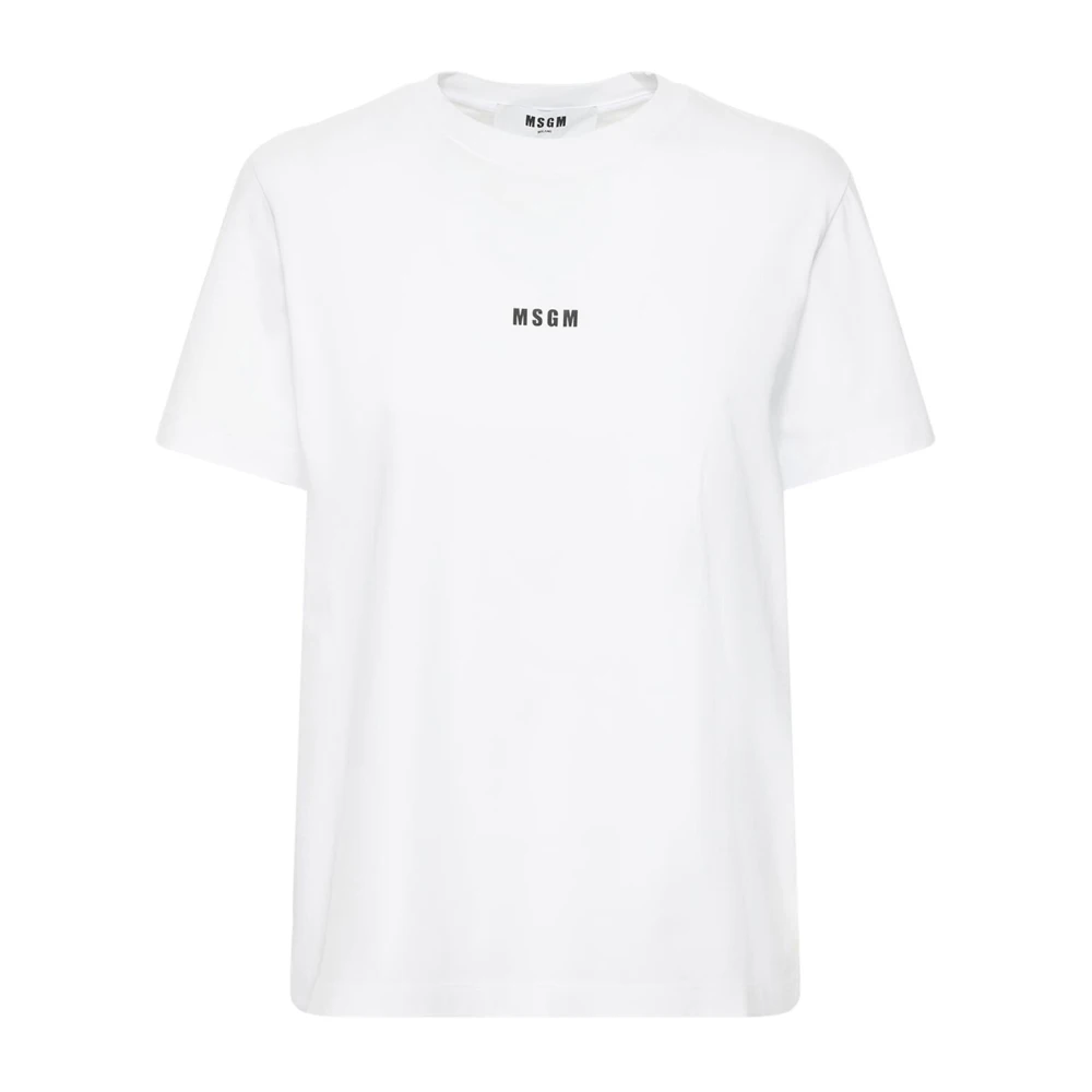 Msgm Katoenen Crewneck T-shirt met Logo Print White Dames