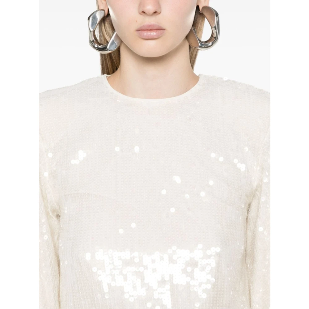Rotate Birger Christensen Witte Jurk met Schoudervullingen White Dames