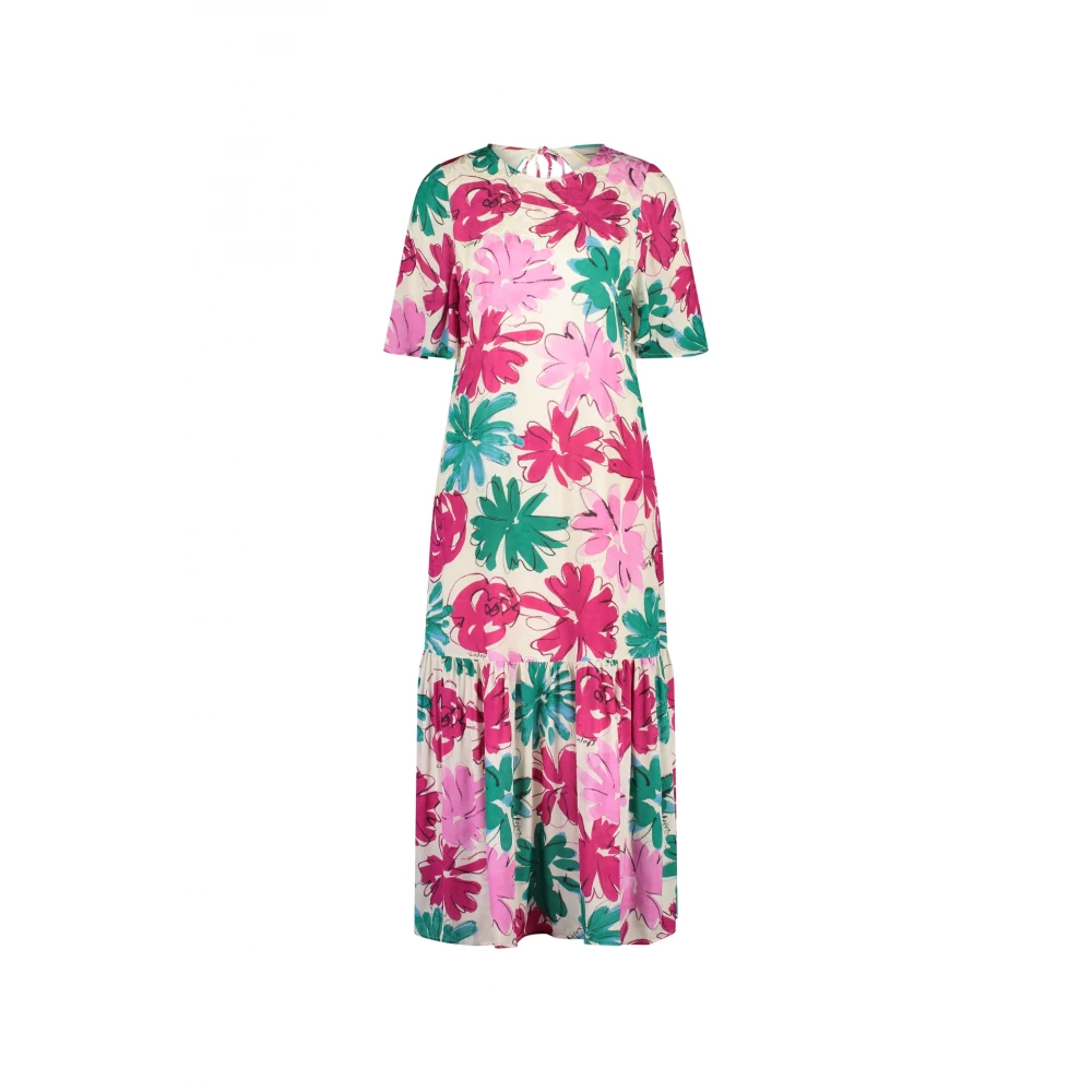 Fabienne Chapot Kvinno Multicolor Klänningar Dam, Xs, Rayon, Blommig Midiklänning Med Öppen Rygg