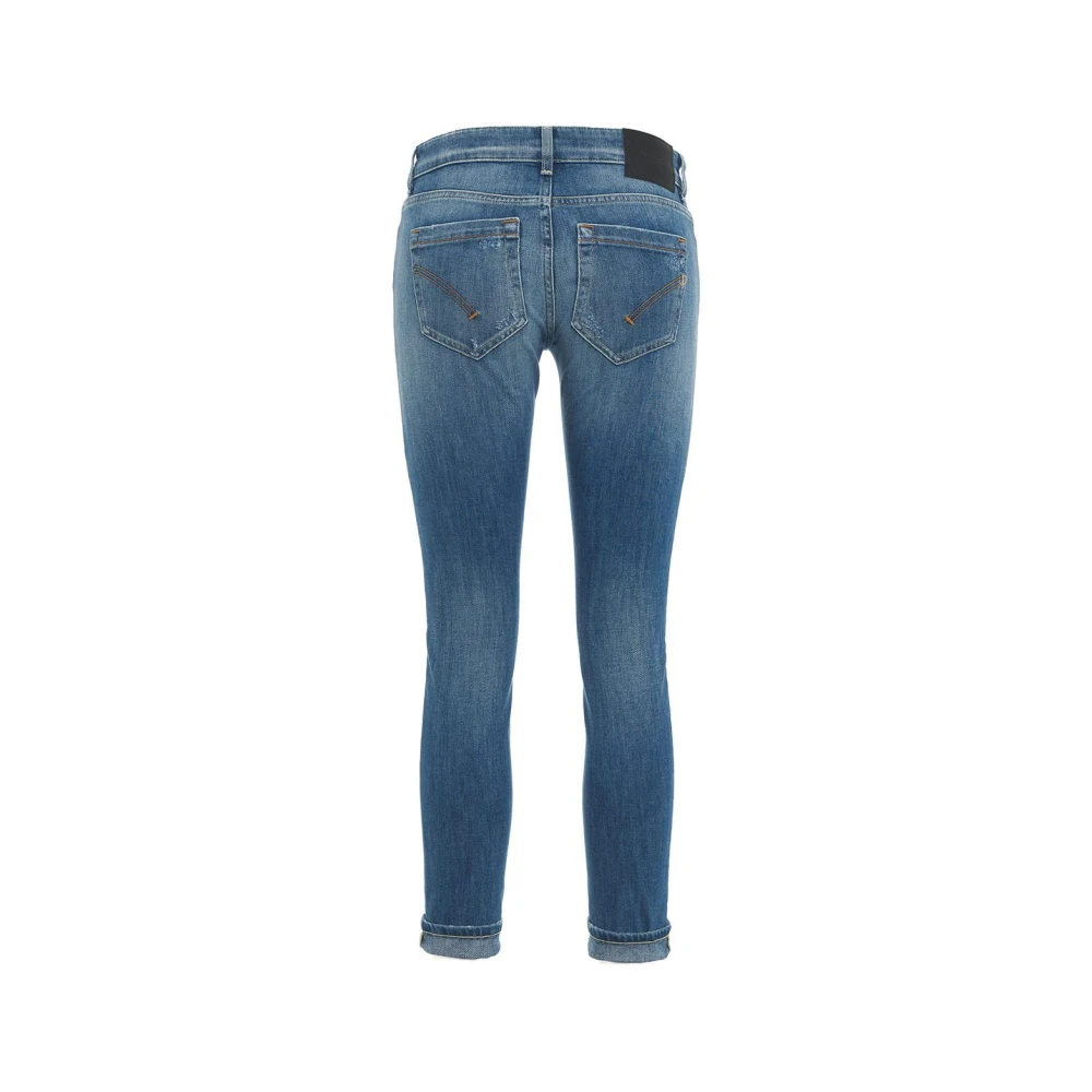Dondup Skinny Fit Jeans met opgerolde manchetten Blue Dames
