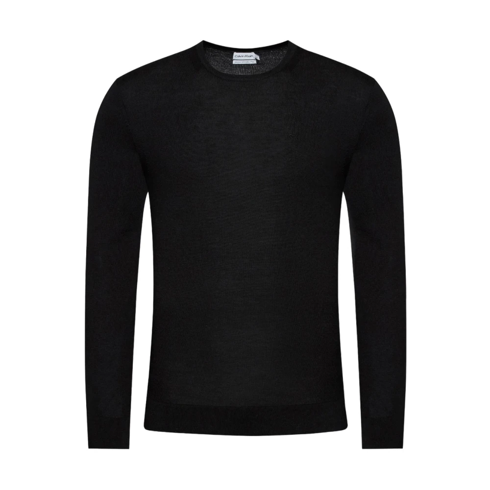 Calvin Klein Merino Wol Crew Neck Jumper Blue Heren