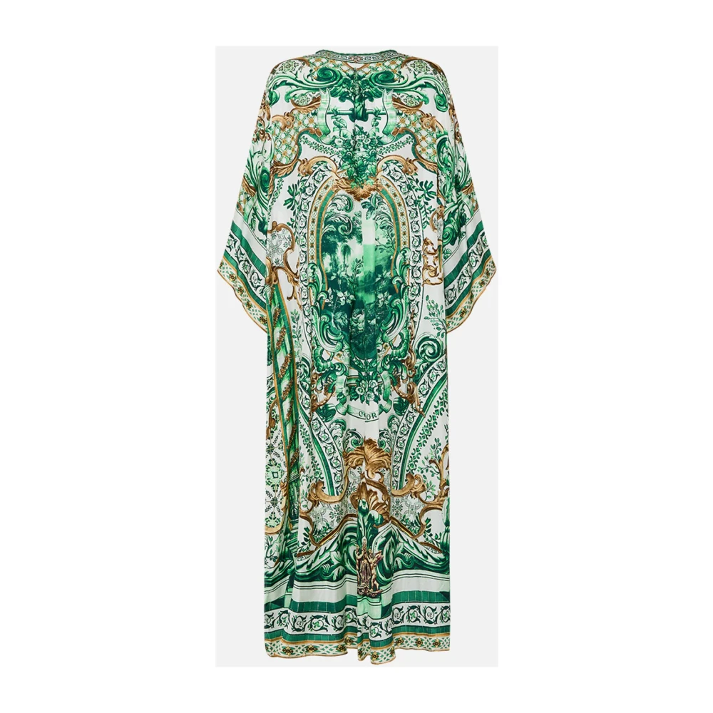 Camilla Zijden V-hals Kaftan met strikjes Green Dames