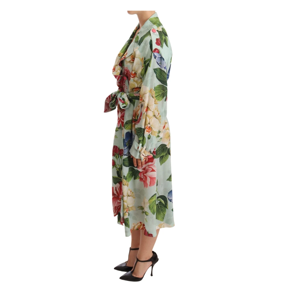 Dolce & Gabbana Zijden Bloemen Trenchcoat Wrap Jas Multicolor Dames