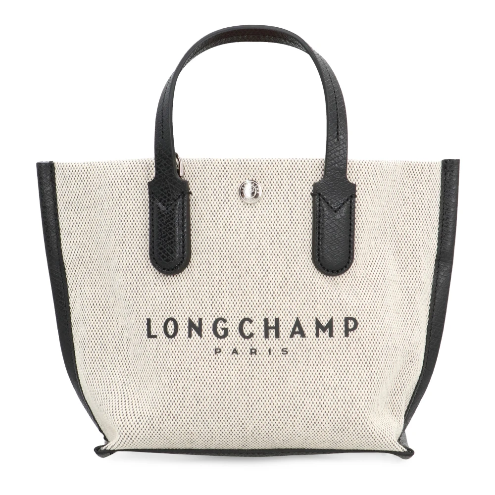 Longchamp Canvas handväska med läderdetaljer Beige, Dam