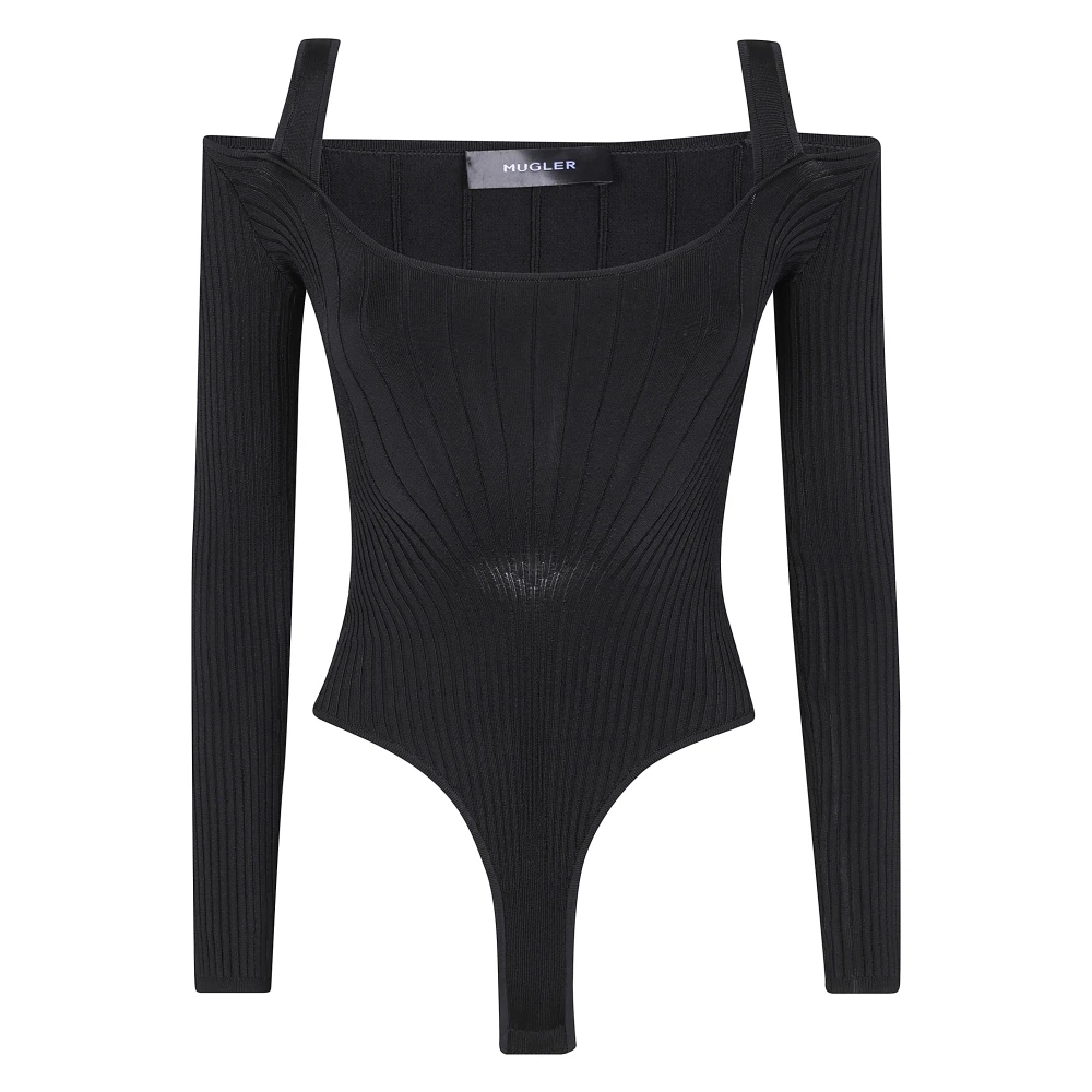Mugler Stijlvolle lange mouwen bodysuit Black Dames