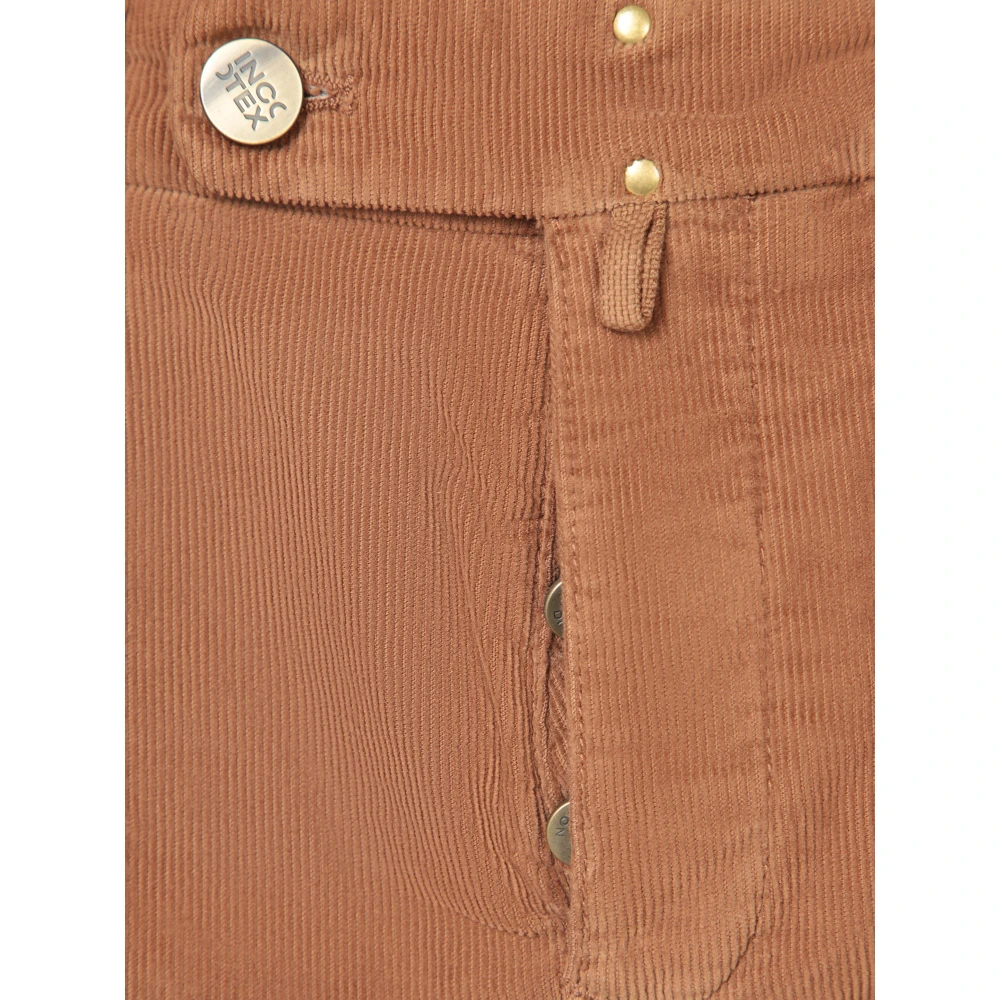 Incotex Bruine Fluwelen Maatwerk Broek Brown Heren