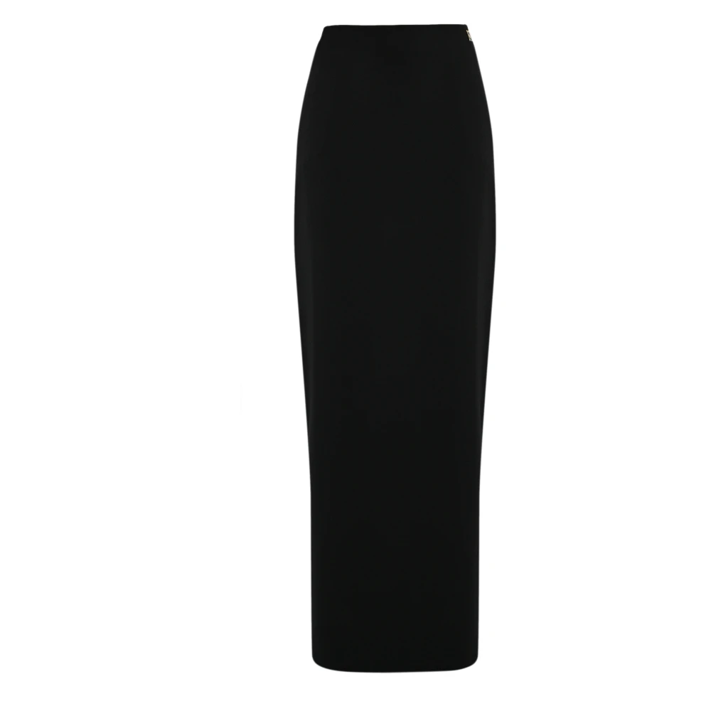Elisabetta Franchi Lange zwarte rok met zijsplit voor dames Black Dames
