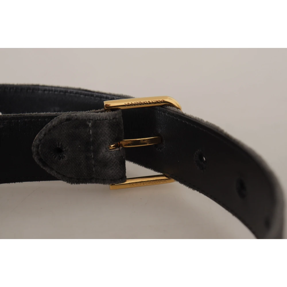 Dolce & Gabbana Luxe Velvet Riem met Metalen Gesp Brown Dames
