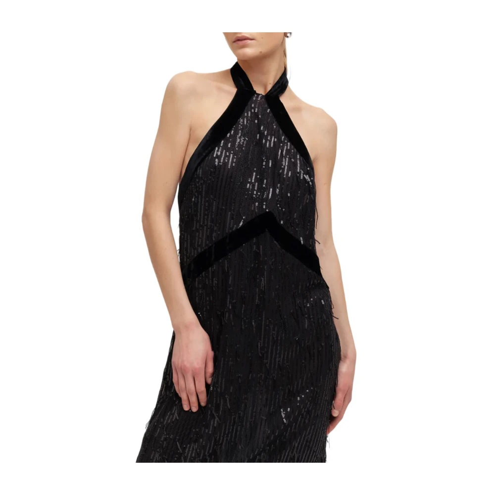 Weili Zheng Elegante Gatsby-stijl Paillettenjurk Black Dames