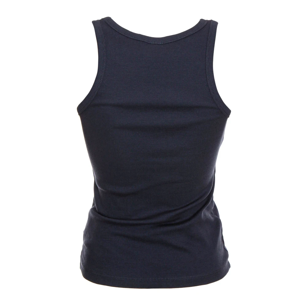 BAUM UND PFERDGARTEN Geribbeld Racerback Top met Geborduurd Logo Blue Dames