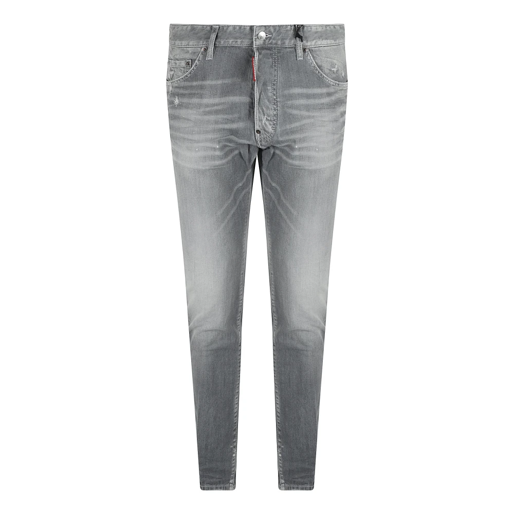 Dsquared2 Grijze Distressed Denim Skinny Broek Gray Heren
