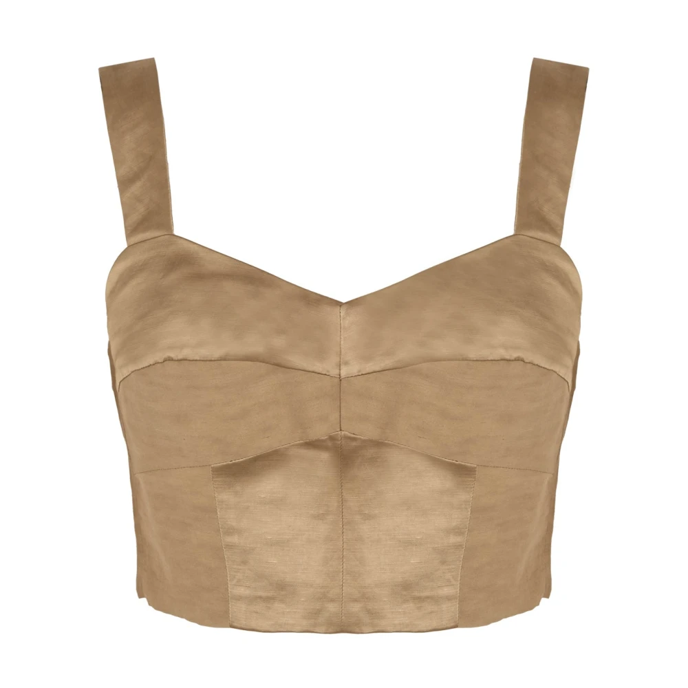 Cortana Gebogen Linnen Bustier Top Yellow Dames