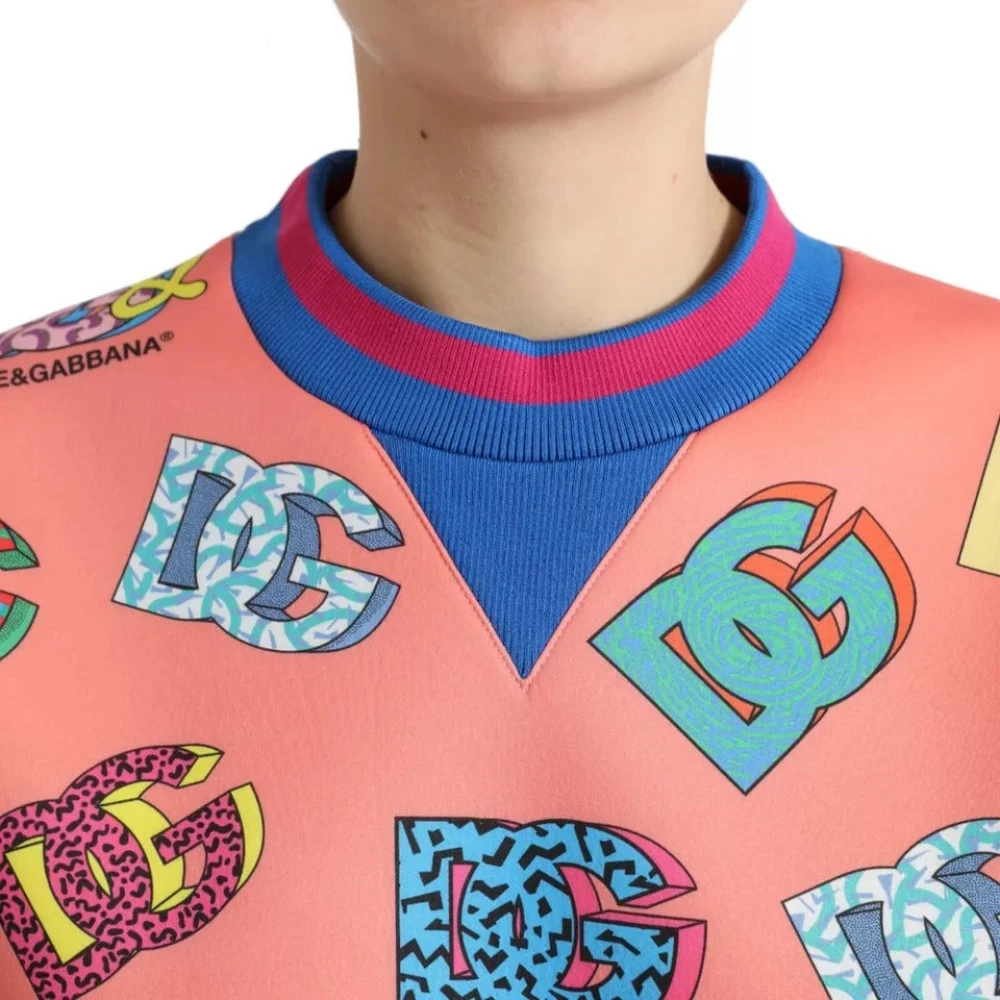Dolce & Gabbana Roze Logo Print Sweatshirt Pullover Multicolor Dames