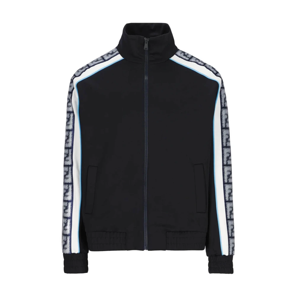 Fendi Logo FF Zip Sweatshirt Blue Heren