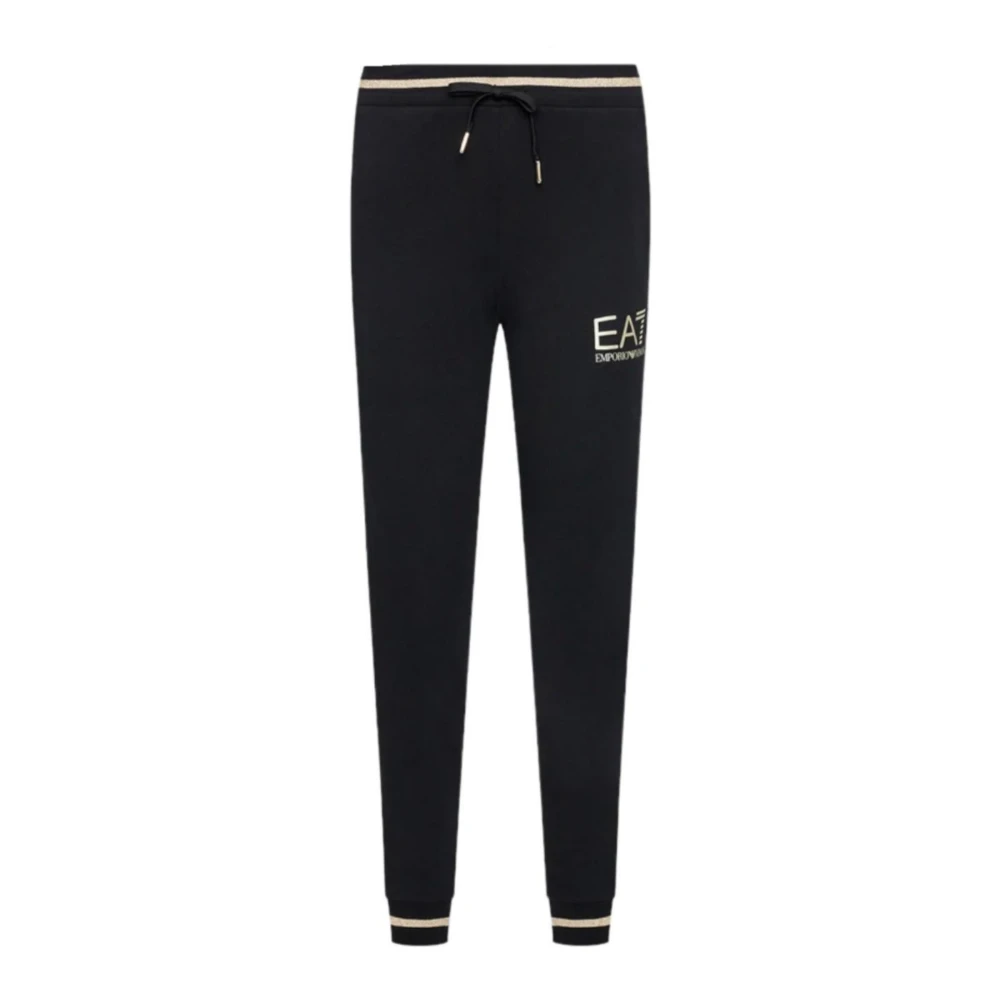 Emporio Armani EA7 Zwarte trainingsbroek met gouden details Black Dames