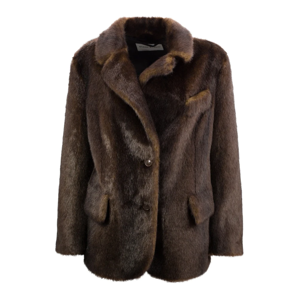Stand Studio Bruine Faux-Fur Stand Jas Brown Dames