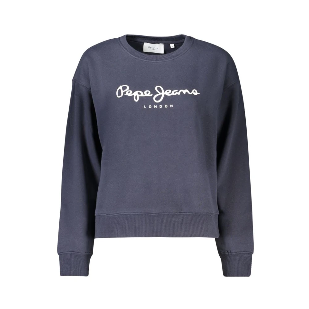 Pepe Jeans Women's Blue Cotton Sweatshirt With Logo Print