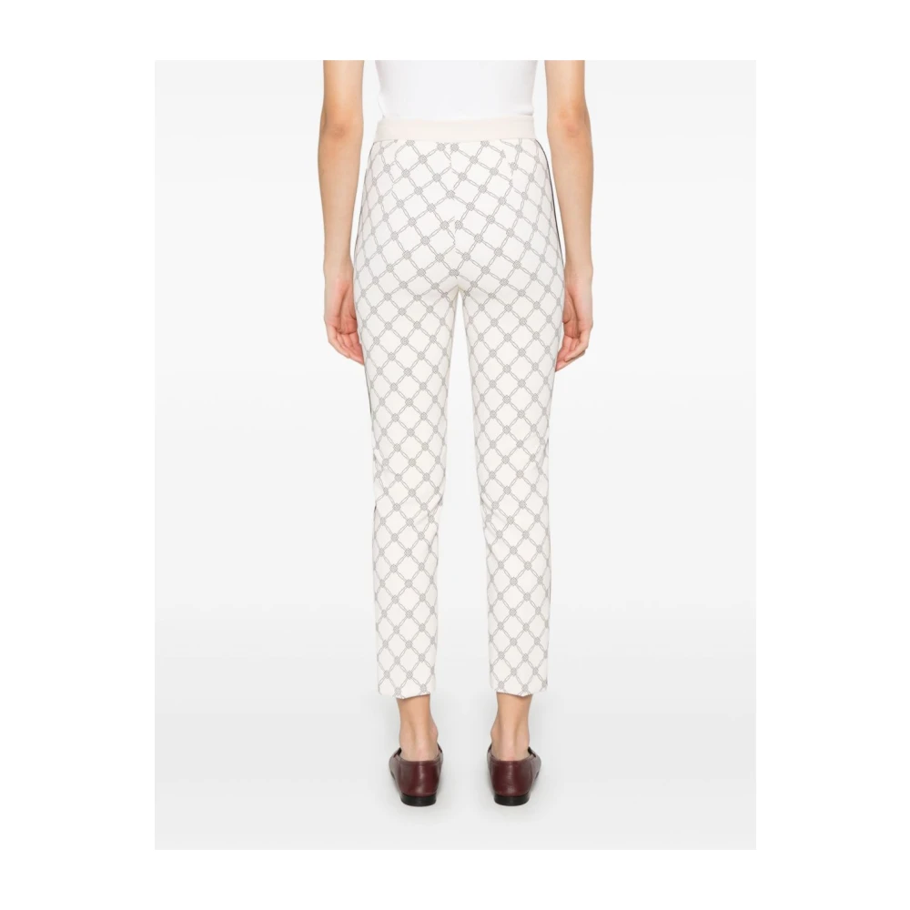 Elisabetta Franchi Witte Broek Met Zijrits Detail White Dames