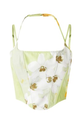 green-floral-sleeveless-bustier-top
