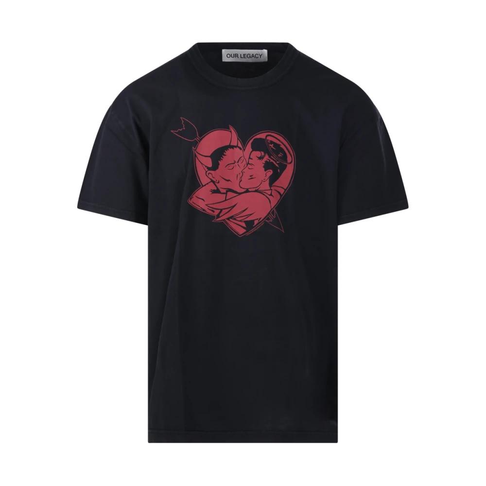 Our Legacy Men's Black T-Shirts, M, Love Story Print Loose T-Shirt