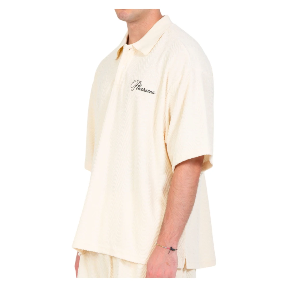 Pleasures Boxy Polo Shirt in Off White Heren