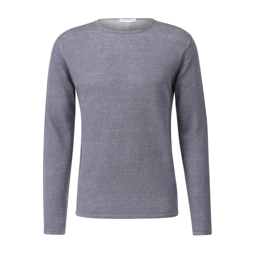 Kiefermann Linnen Pullover Klassieke Ronde Hals Gray Heren