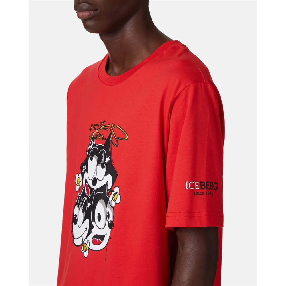 Iceberg T-shirt met cartoonafbeeldingen Red Heren