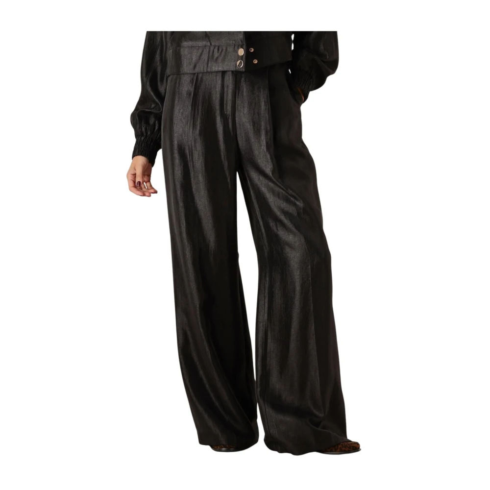 Aaiko Zwarte Twill Shine Broek Black Dames