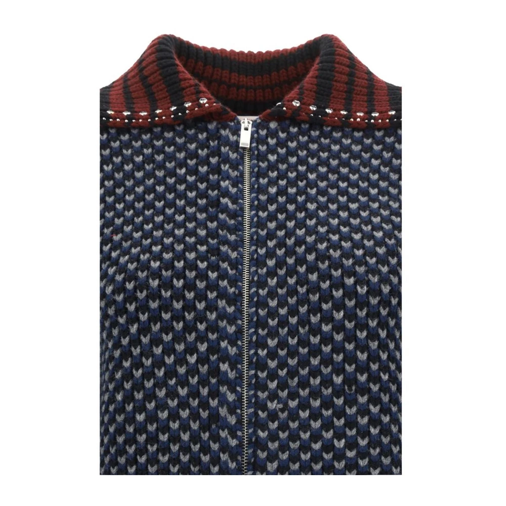 Valentino Wollen gebreid jack met juweelversierde kraag Multicolor Heren