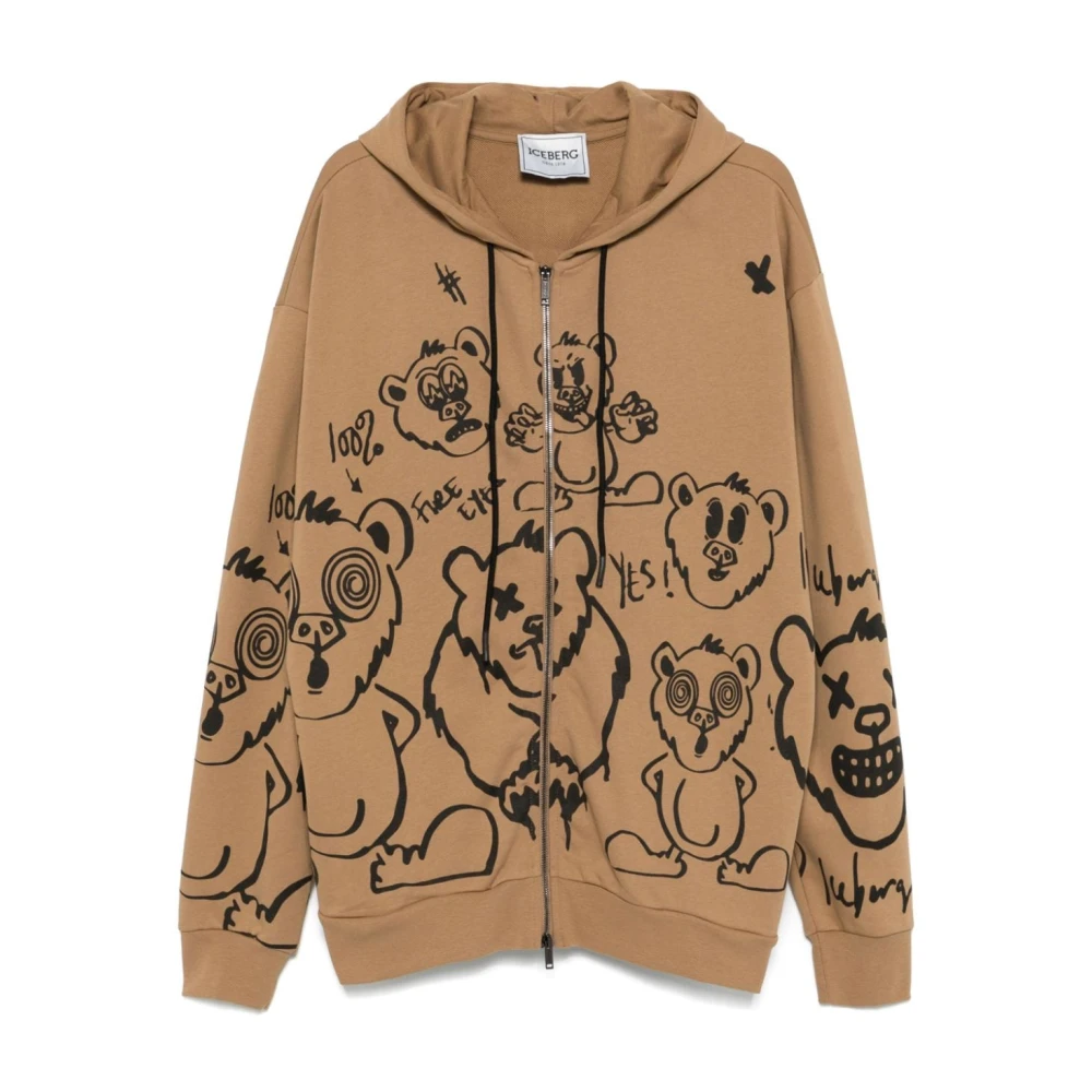 Iceberg Grafische Print Hoodie Trui Beige Heren