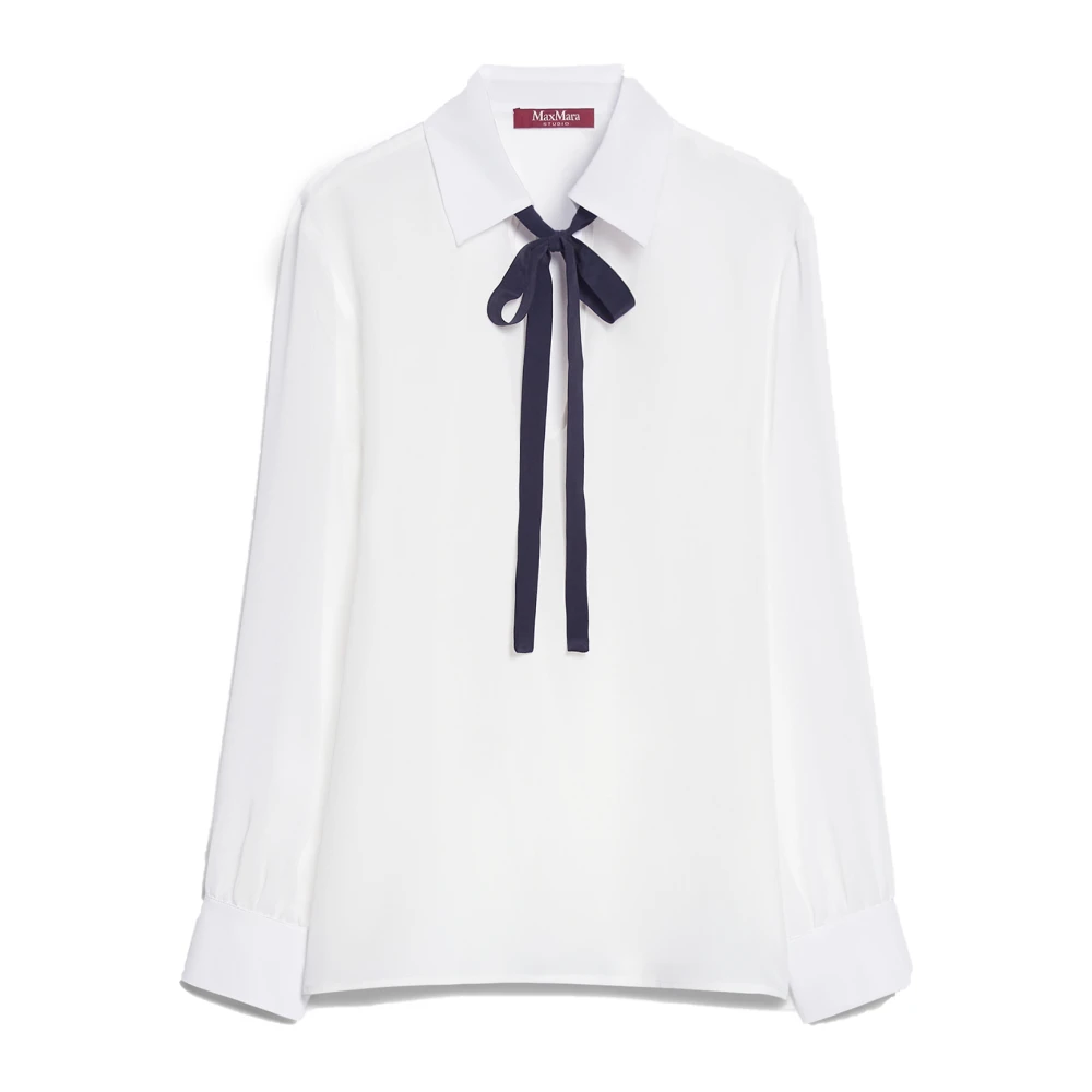 Max Mara Studio Silke Crêpe de Chine Blus White, Dam