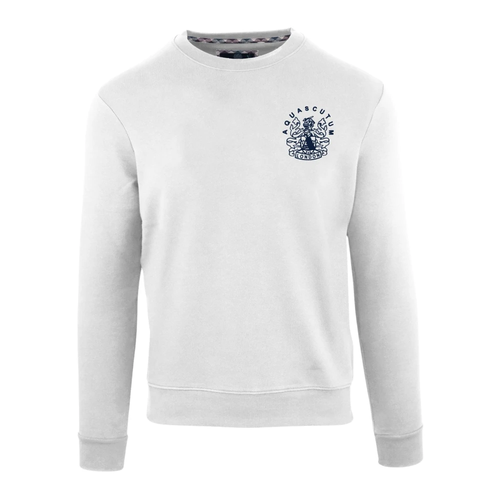 Aquascutum Heren Katoenen Ronde Hals Sweatshirt White Heren