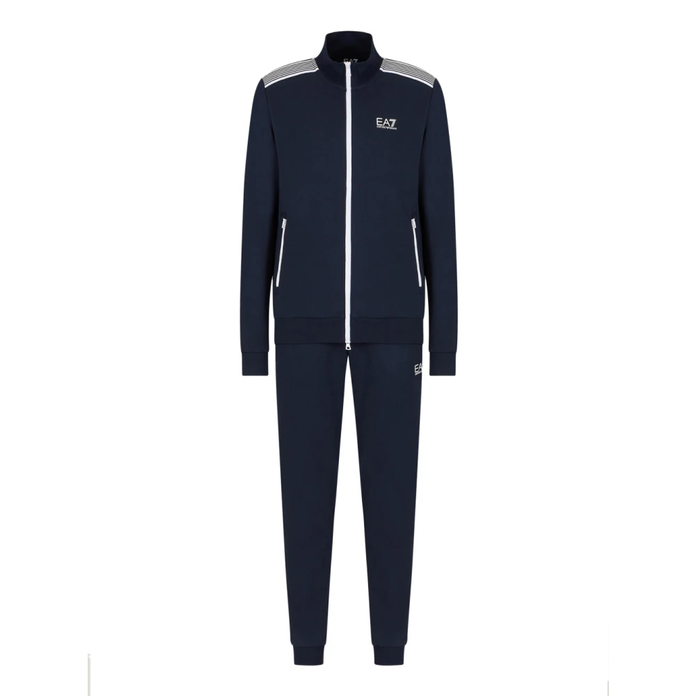 Emporio Armani EA7 Blauwe Sportieve Rits Tracksuit Blue Heren