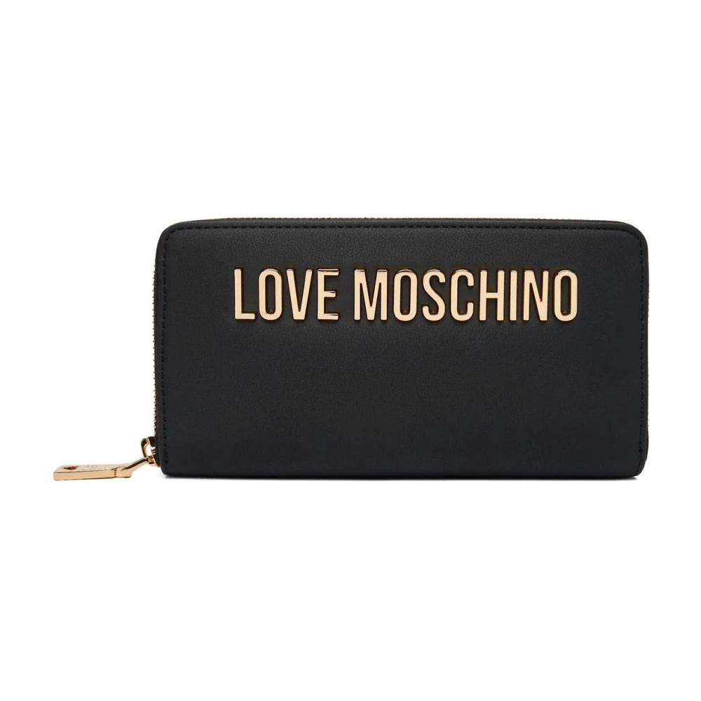 Love Moschino Women's Black Synthetic Material Zip Wallet With Multiple Compartments