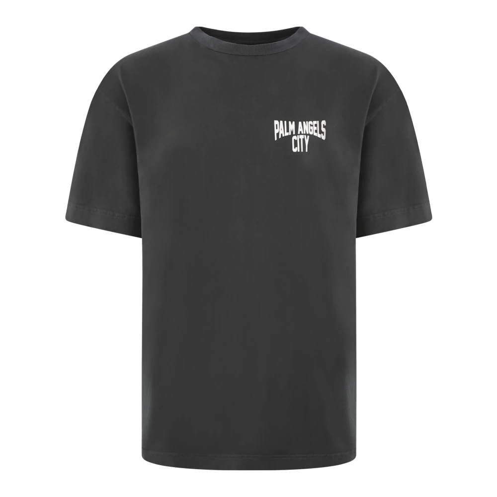 Palm Angels Grijze Logo T-Shirt met Crew Neckline Gray Heren