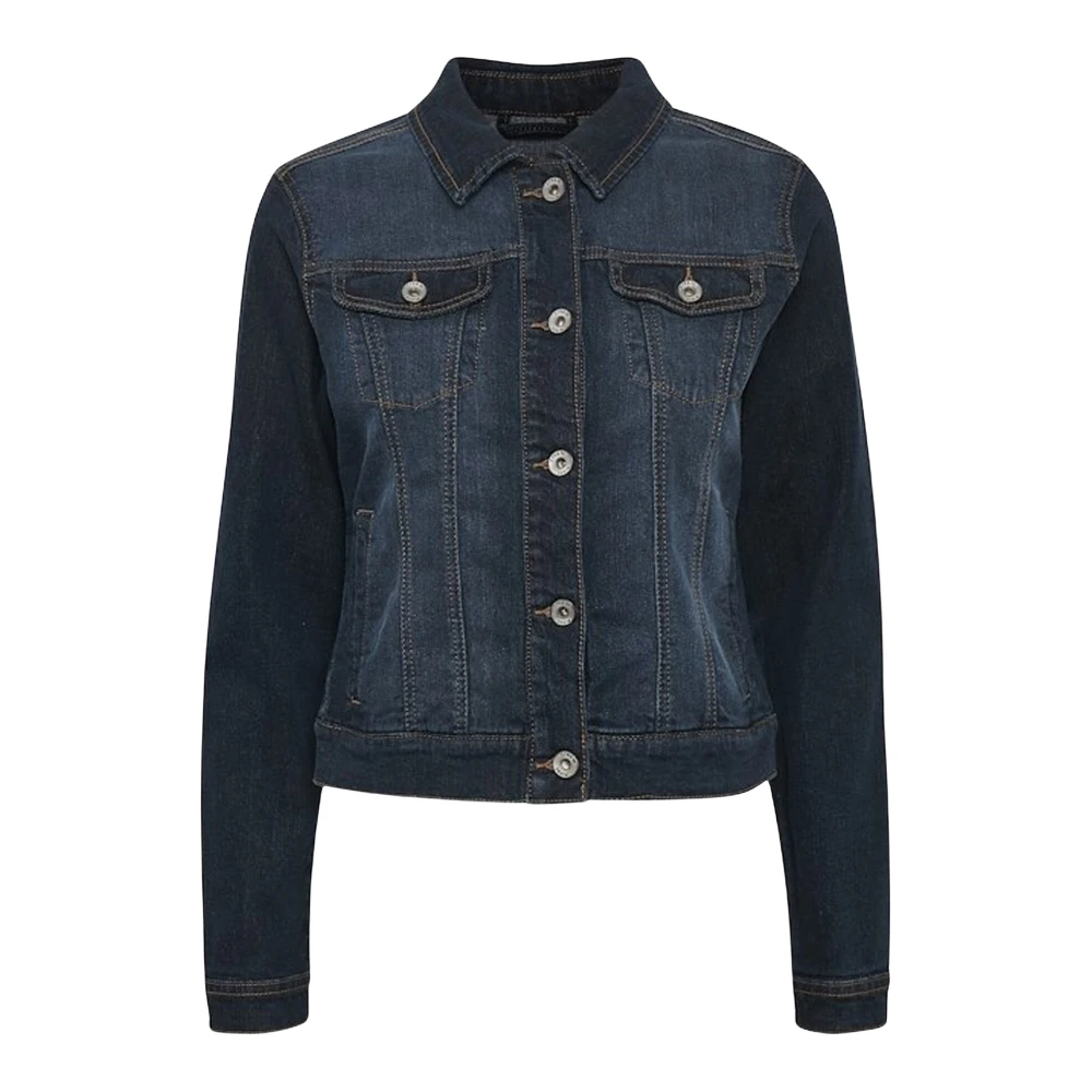 Cream Women's Blue Denim Jackets, 2XL, Denim Jacket With Chest Pockets