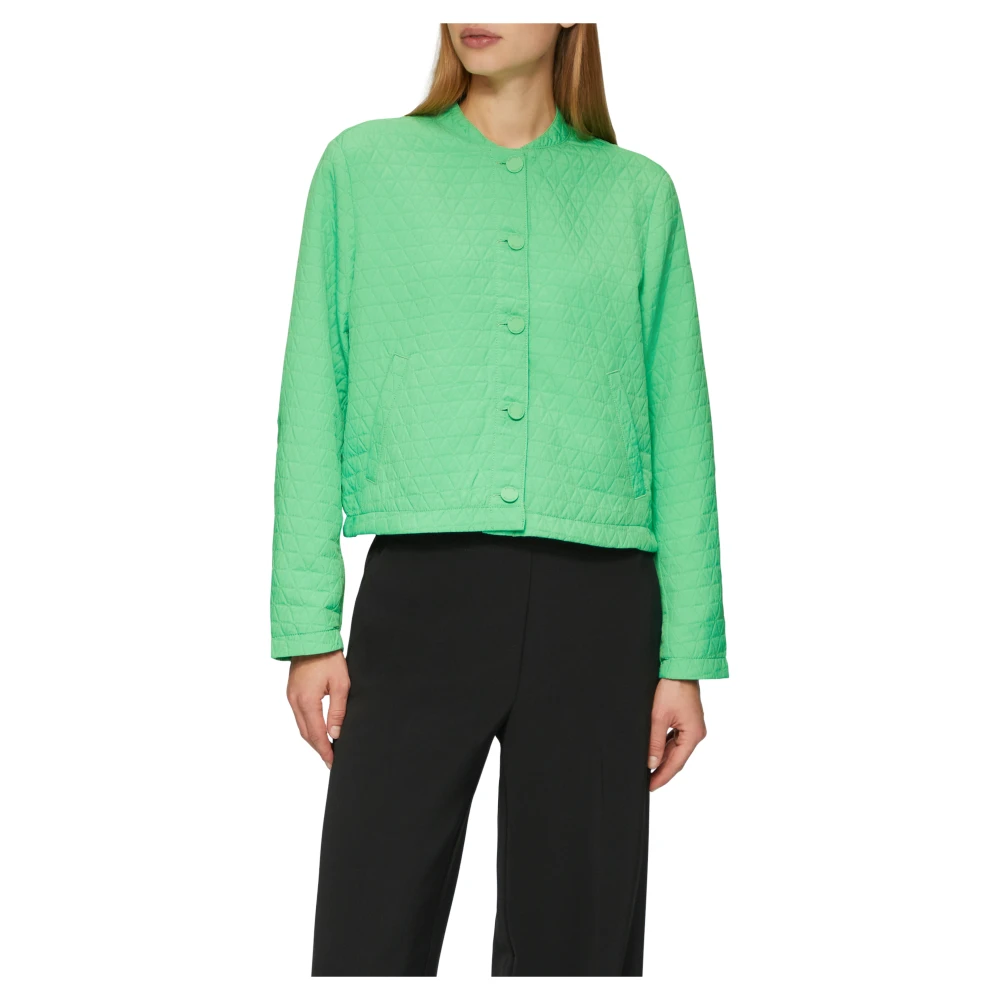 s.Oliver Stijlvolle Blouson Jas met Opstaande Kraag Green Dames