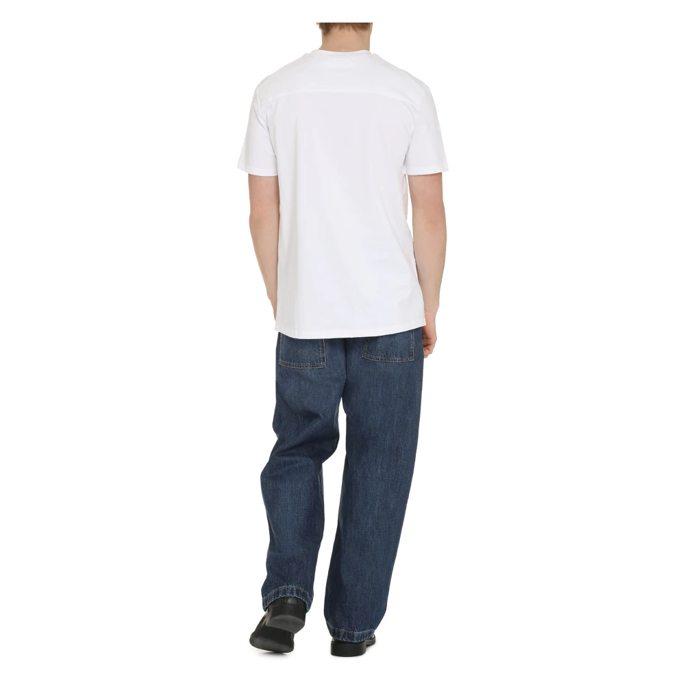 Jil Sander Geribbelde katoenen T-shirt White Heren