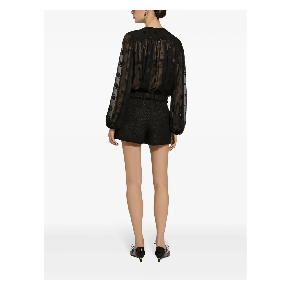 Dolce & Gabbana Zwarte Wollen Shorts Franse Zakken Black Dames