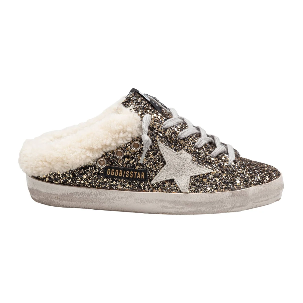 Golden Goose Women's Black Glitter /Gold Trainers Super Star Size 7 Uk