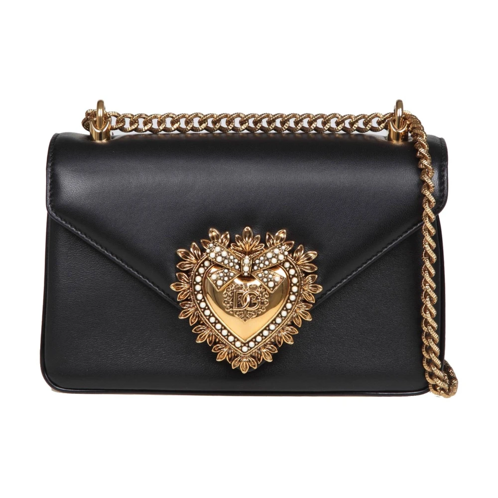 Dolce & Gabbana Women's Black Shoulder Bags, One Size, Leather Shoulder Bag With Sacred Heart Design