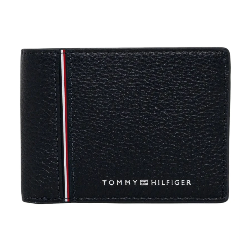 Tommy Hilfiger Zwarte leren Bifold Kaarthouder Black Heren