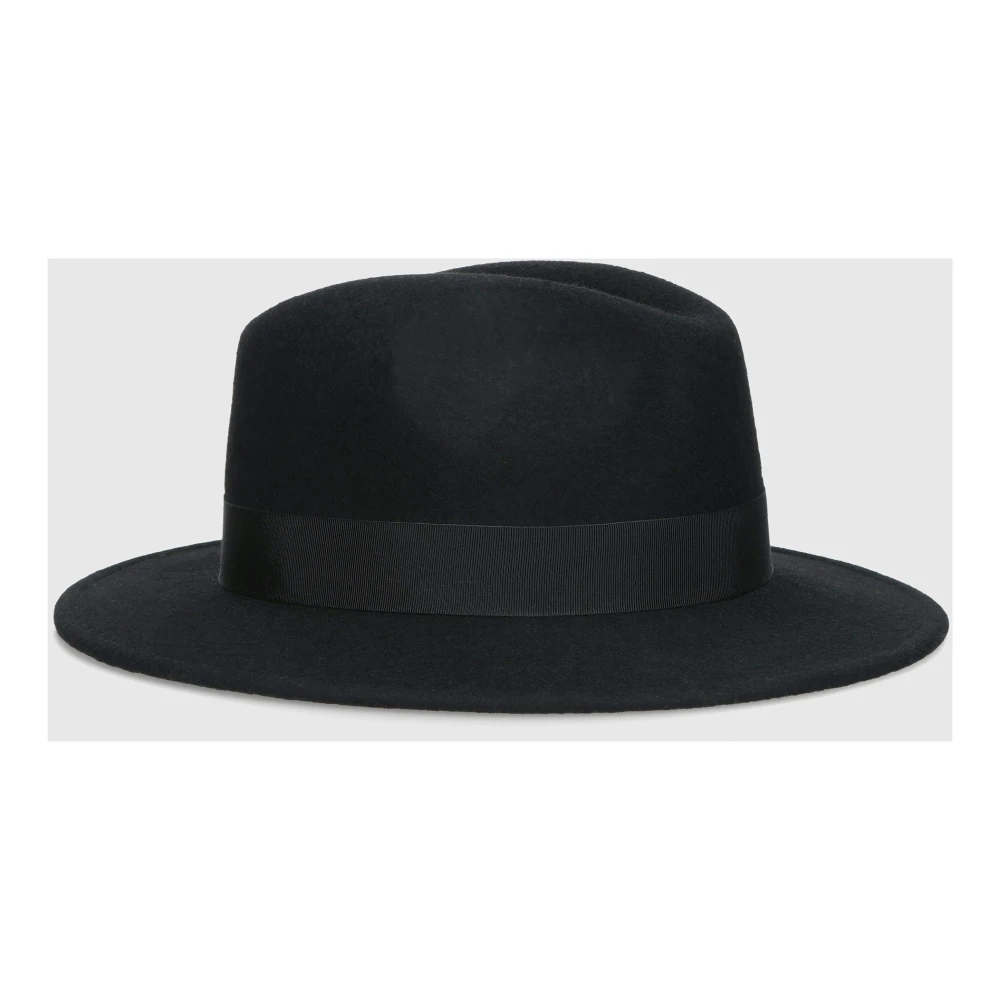Borsalino Macho Wool Felt Fedora Hat Black Heren