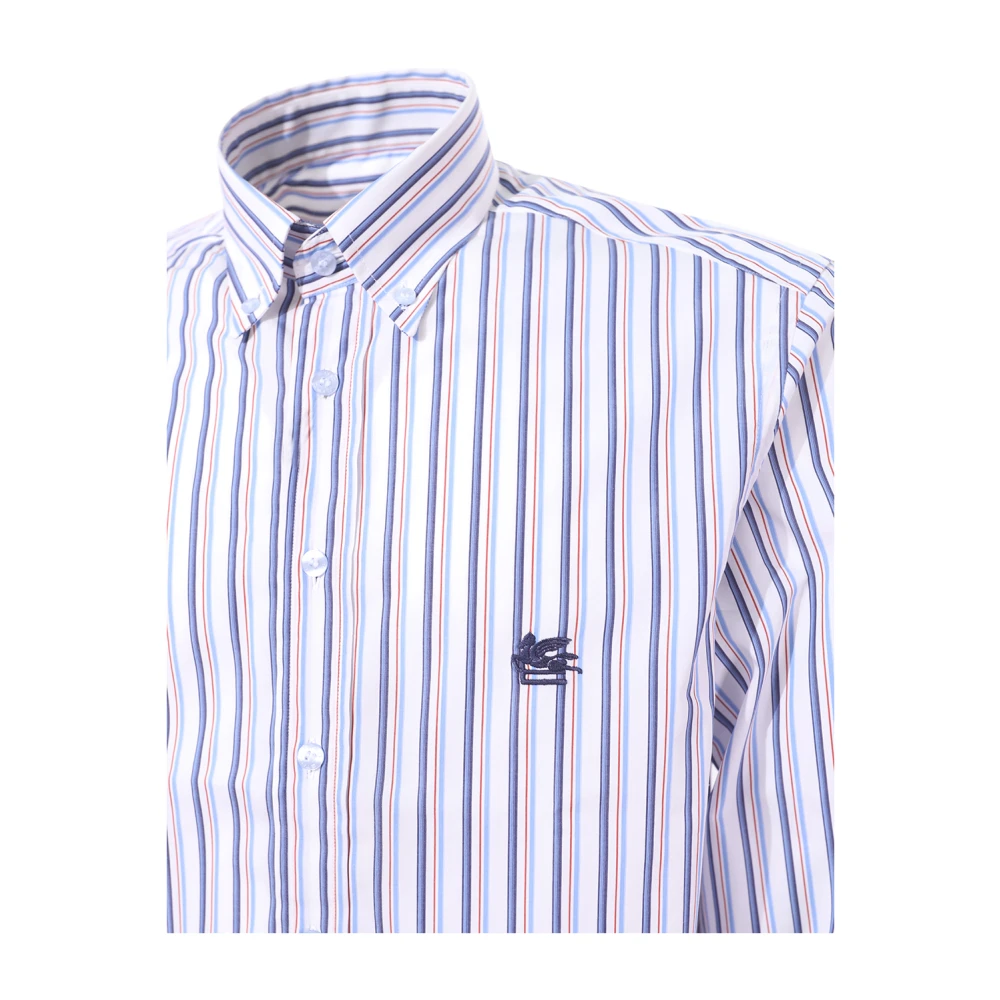 ETRO Lichtblauw Gestreept Overhemd met Knopen Blue Heren