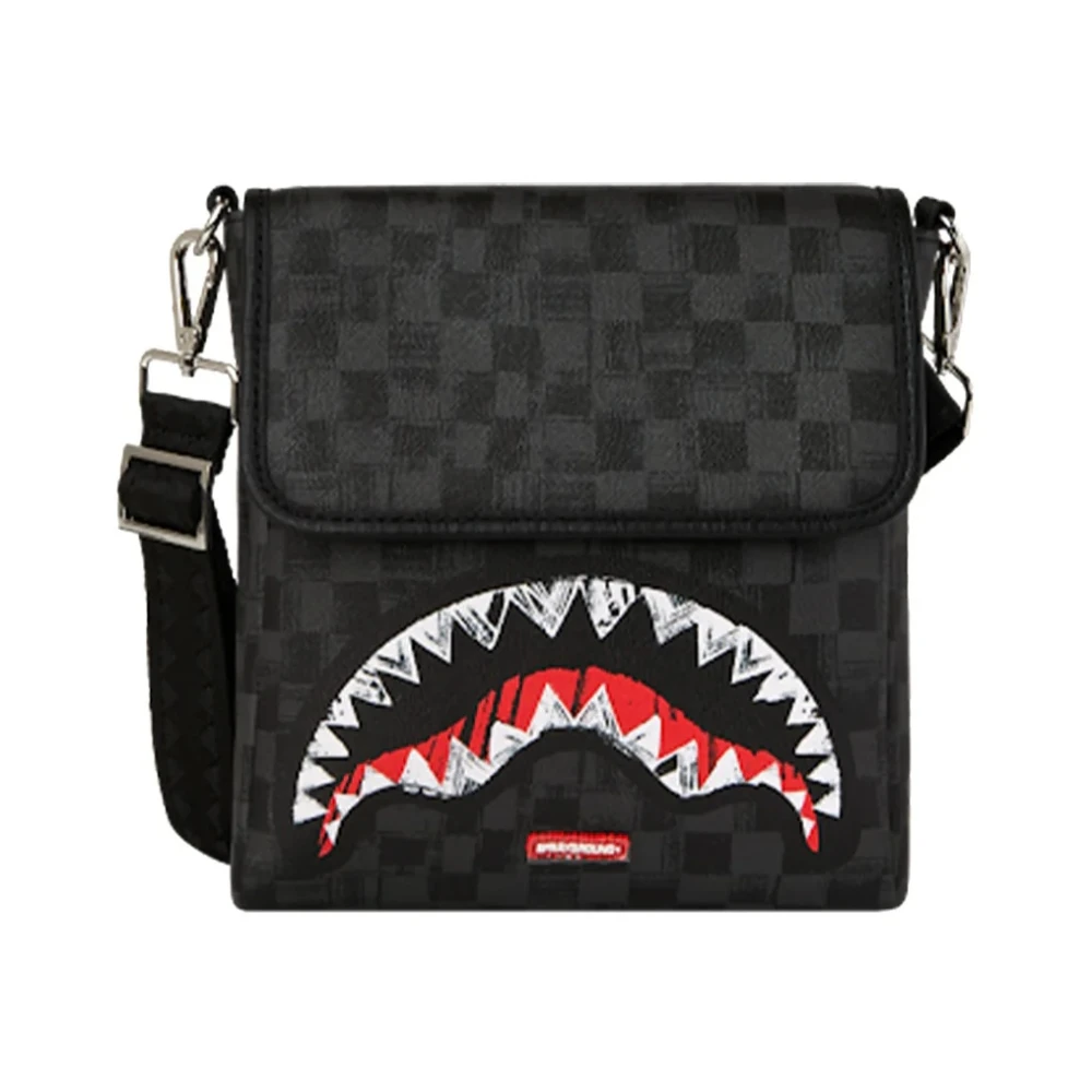 Sprayground Men's Black Scribble Shark Messenger Bag - Cross Body Messenger - One Size - Bags