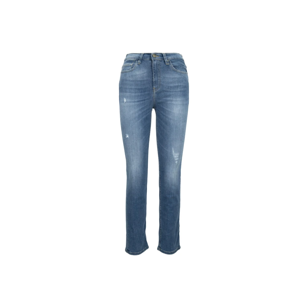 Kaos Gouden Detail Rits Knoop Dames Jeans Blue Dames