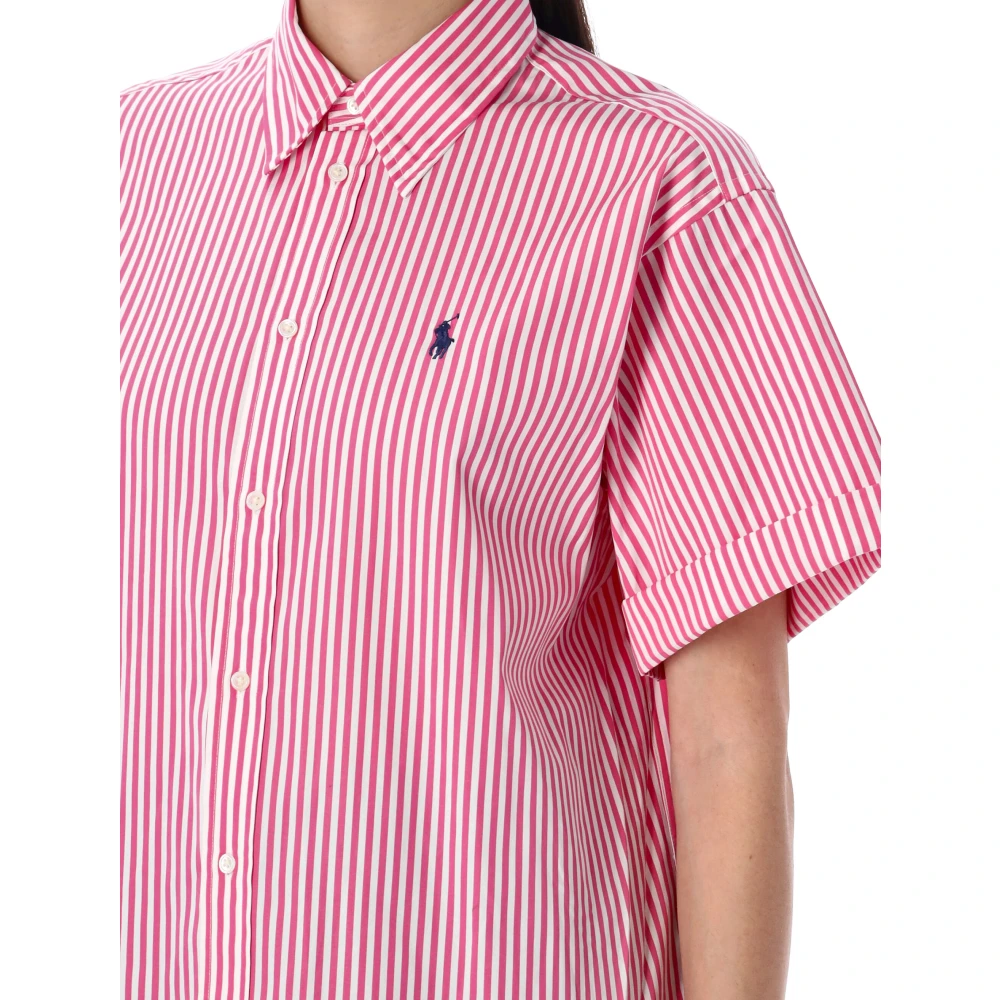 Ralph Lauren Gestreept Shirt met Korte Mouwen Pink Dames