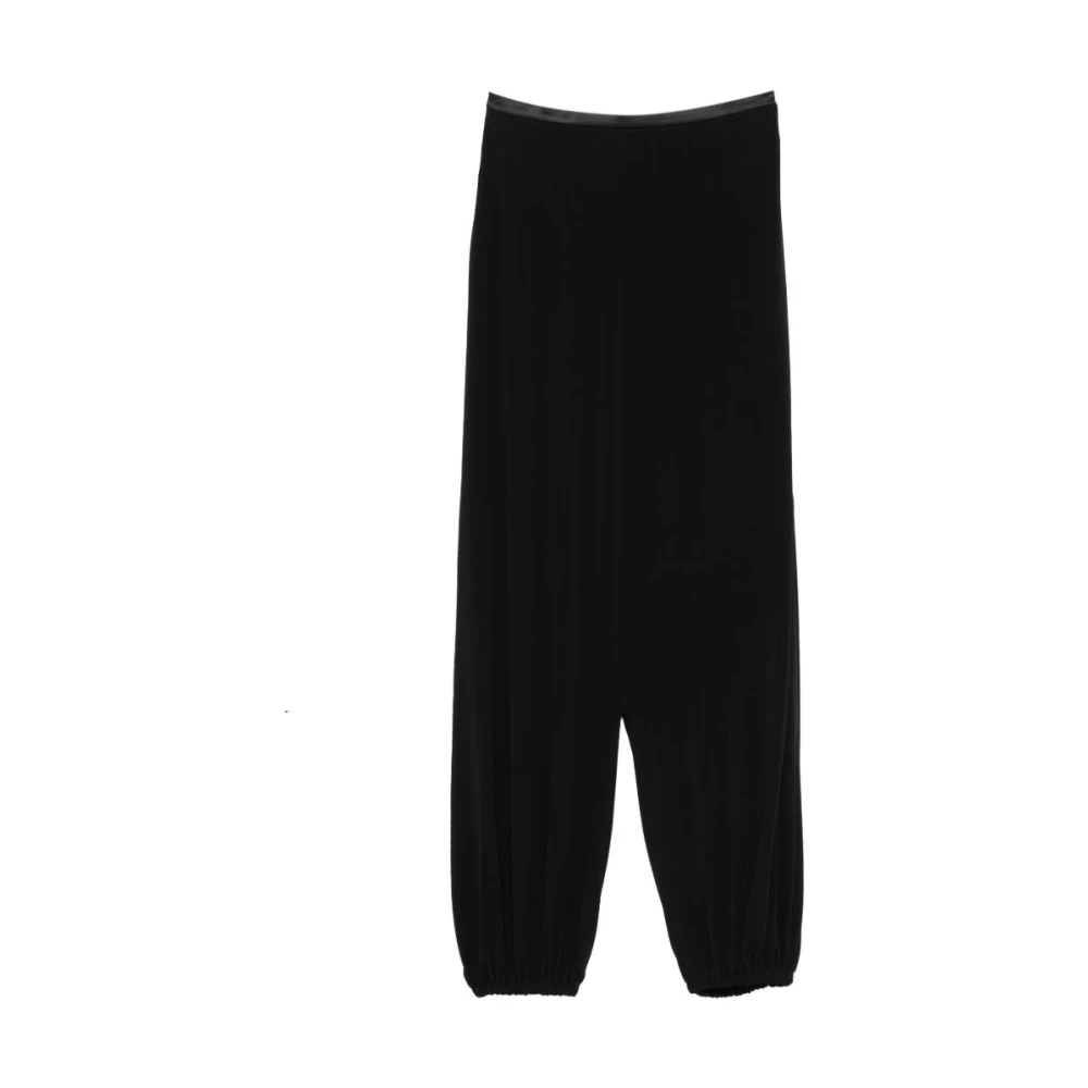 Emporio Armani Women's Black Wide Trousers, S, Elasticated-Cuff Trousers