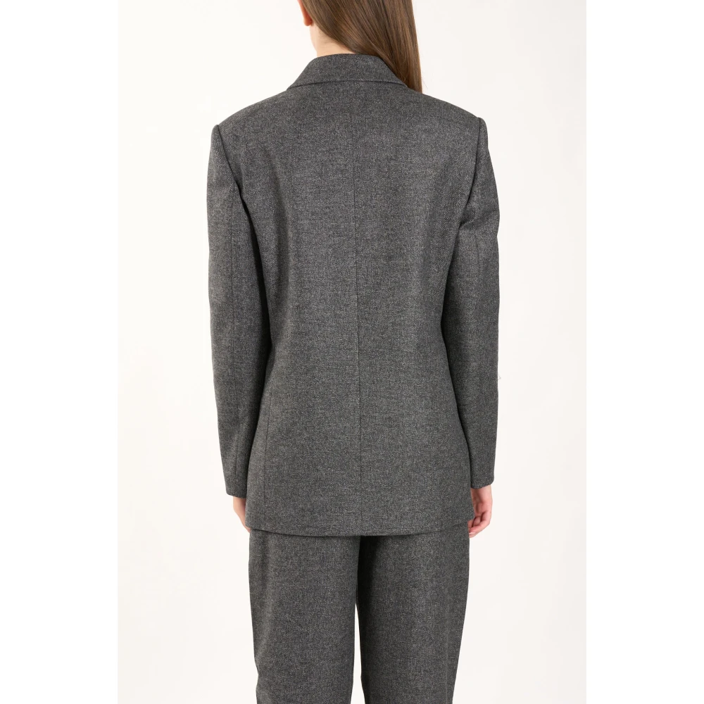 pinko Wollen double-breasted jas micro ruitpatroon Gray Dames